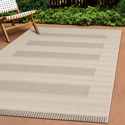 Ardina Striped Cream Beige Indoor/Outdoor Area Rug | Wayfair North America