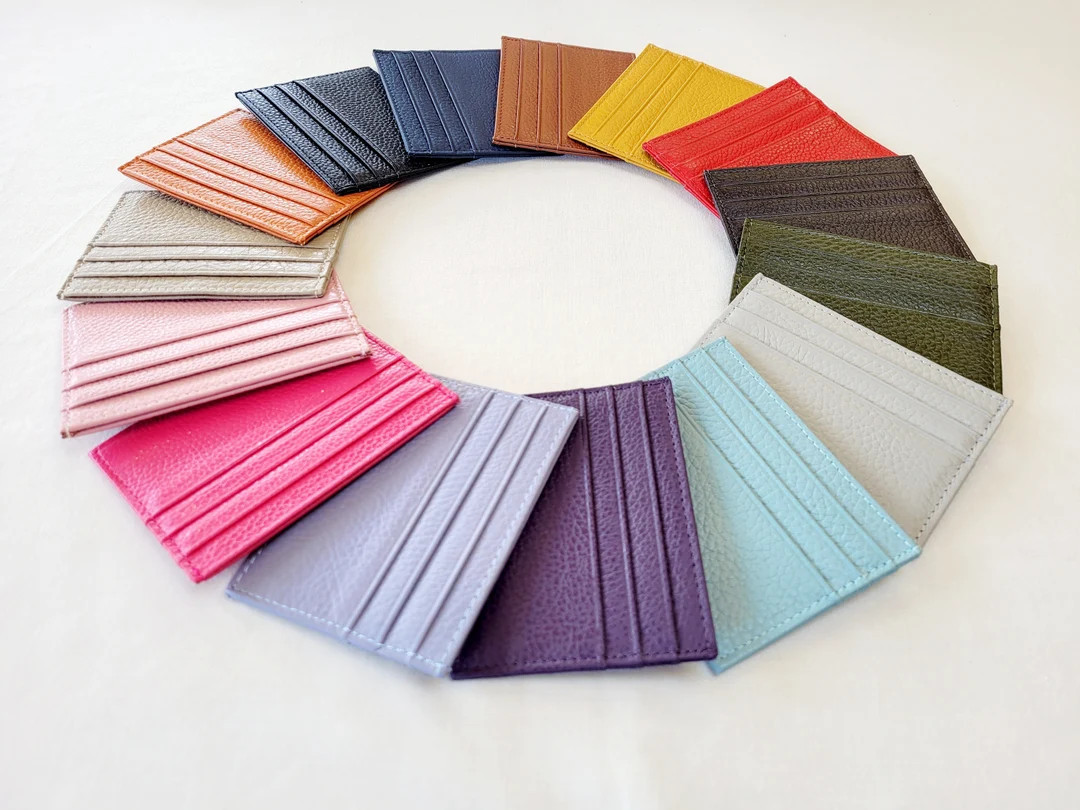 Slim Fine Leather Card Holder, Our Complete Range of Colours, Real Leather, Credit Card Holder, S... | Etsy (US)