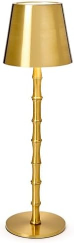 Two's Company LED Cordless Gold Bamboo Table Lamp in Gift Box, 14.5-Inch, Iron | Amazon (US)