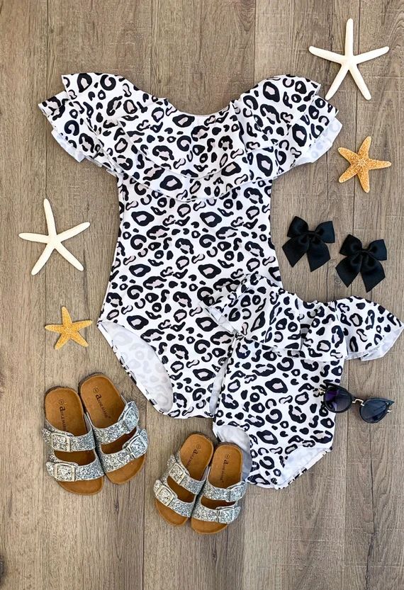 Mommy & Me Matching Leopard One Piece Swimsuit | Girls Leopard Swimsuit | Leopard Swimsuit | Leop... | Etsy (US)