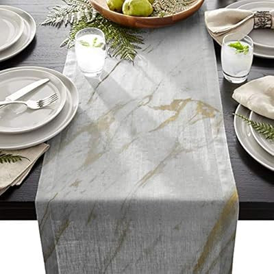 FAMILYDECOR Linen Burlap Table Runner Dresser Scarves, Marble Kitchen Table Runners for Dinner Ho... | Amazon (US)