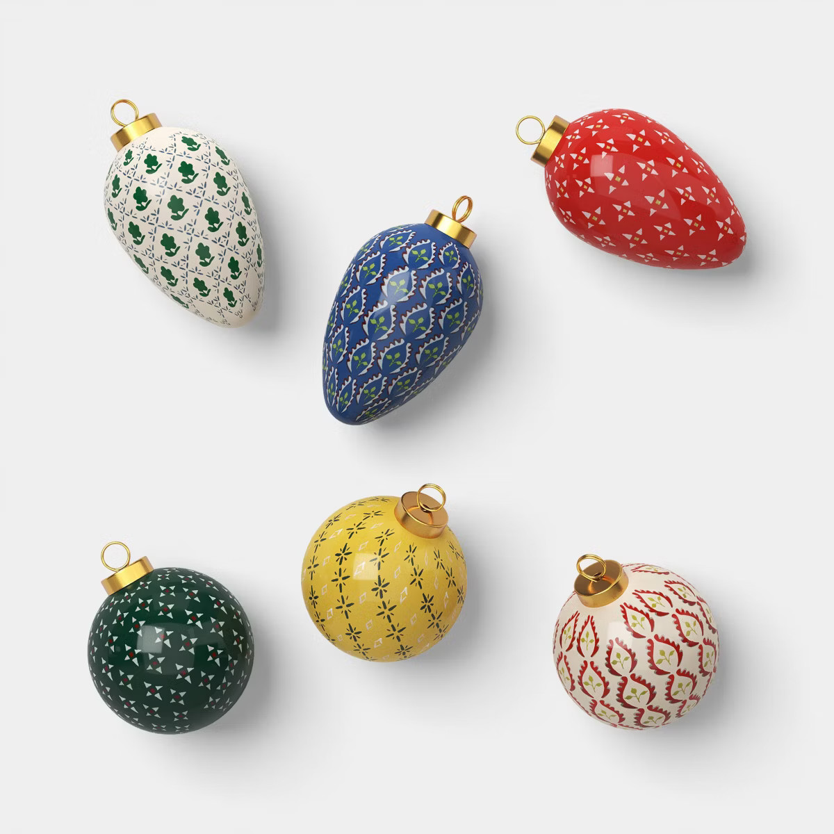 Set of 6 Patterned Ceramic Christmas Ornaments - Threshold™ | Target