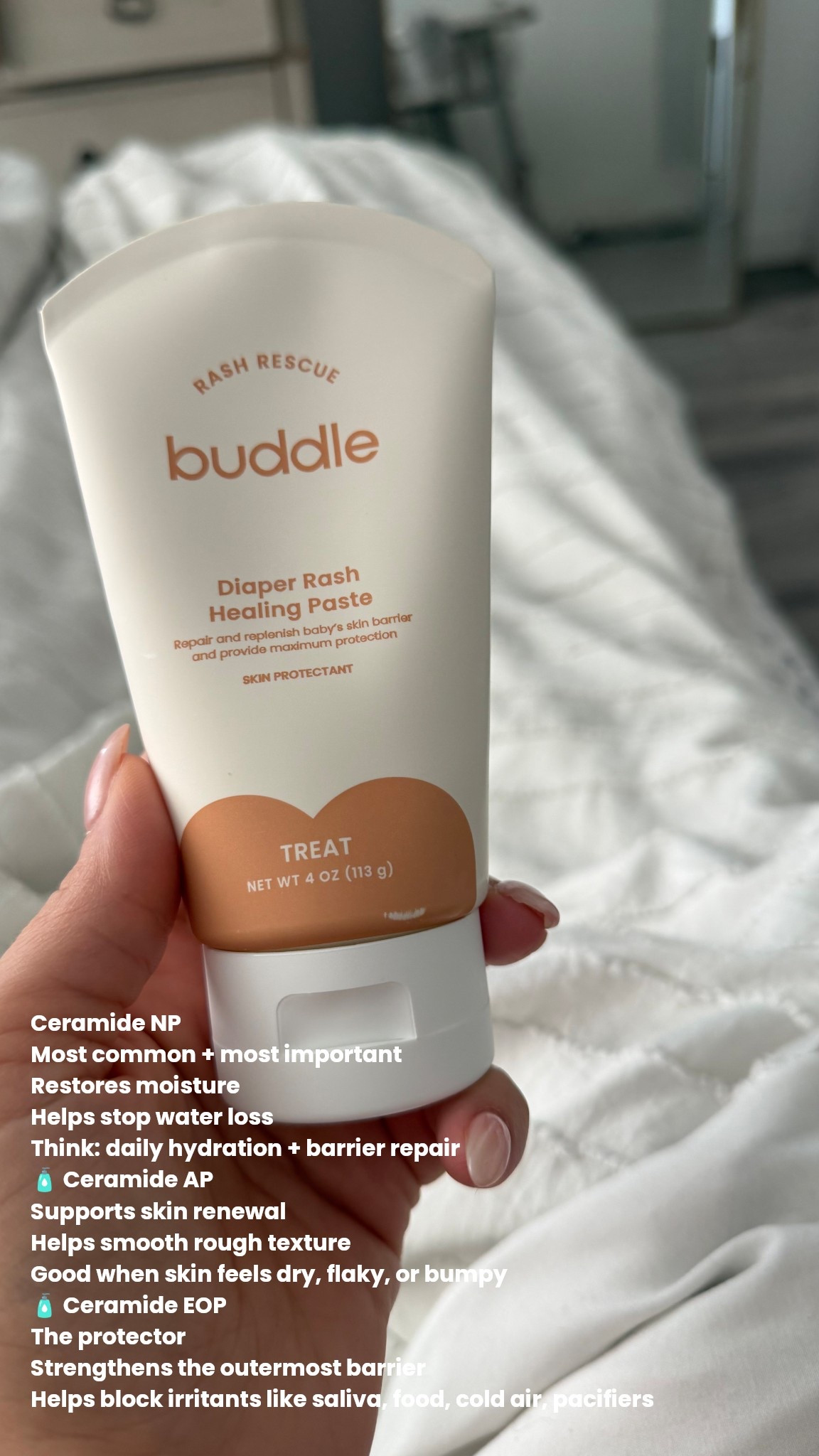 Great for eczema prone skin and to protect from drooling. Contains Ceramide AP, NP, and EOP are skin-identical lipids—basically the glue that holds the skin barrier together


#LTKmomlife #LTKBaby