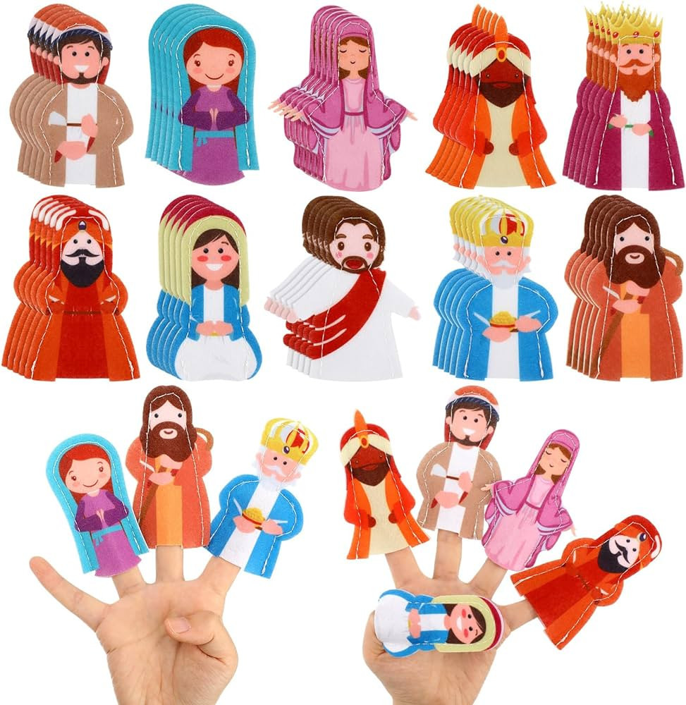 Honoson 60 Pcs Religious Easter Finger Puppets for Kids Felt Religious Easter Jesus Toys He Lives... | Amazon (US)