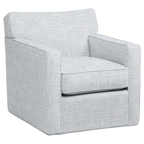 Scottsdale Outdoor Upholstered Swivel Chair, Inside Out Ticking Stripe | One Kings Lane