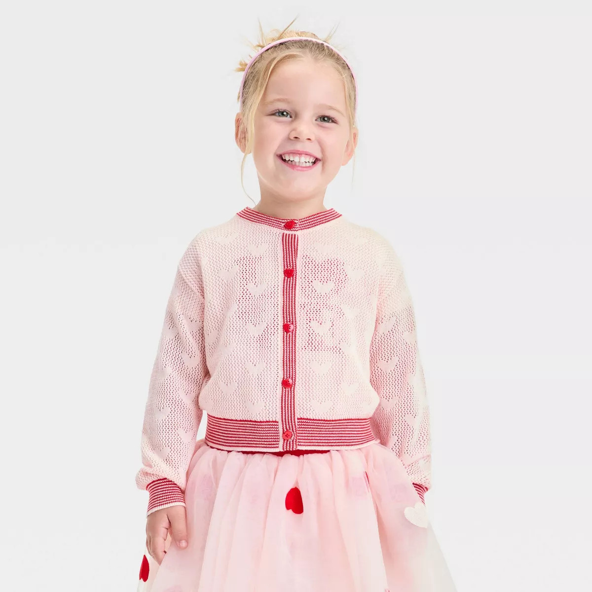 Toddler Girls' Valentine's Day Heart Cardigan - Cat & Jack™ Pink | Target