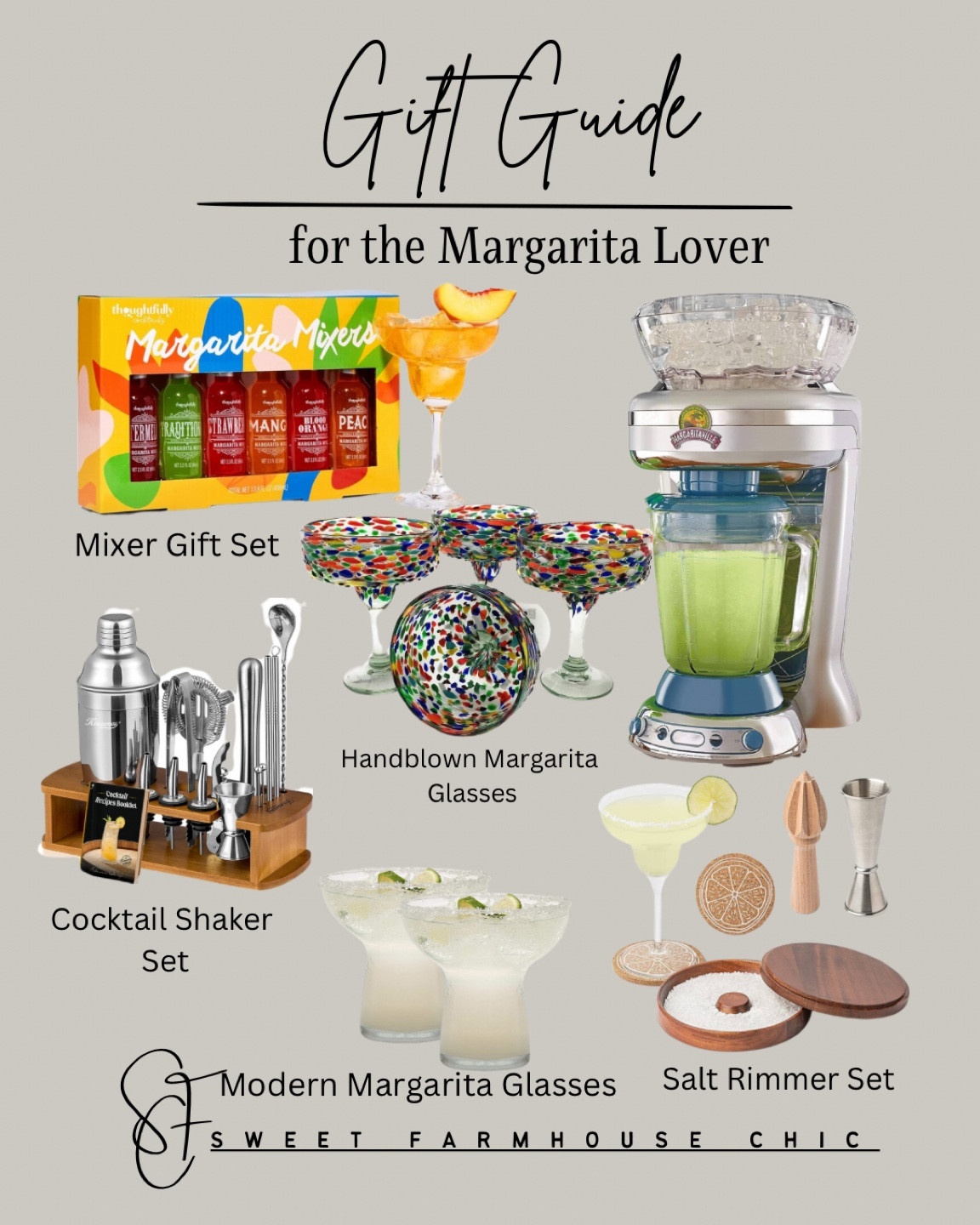 Gifts for the Margarita Lover

Frozen Concoction Maker, hand blown margarita glasses, salt & sugar rimmer, margarita mixer gift set, cocktail shaker set, modern margarita glasses



#LTKGiftGuide #LTKhome #LTKHoliday
