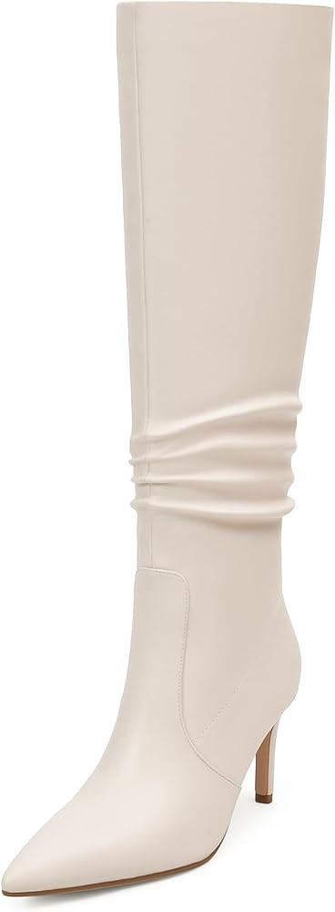 Knee High Boots for Women Pointed Toe and 3 IN Stiletto High Heel Slouchy Boots Fashion Tall Boot... | Amazon (US)