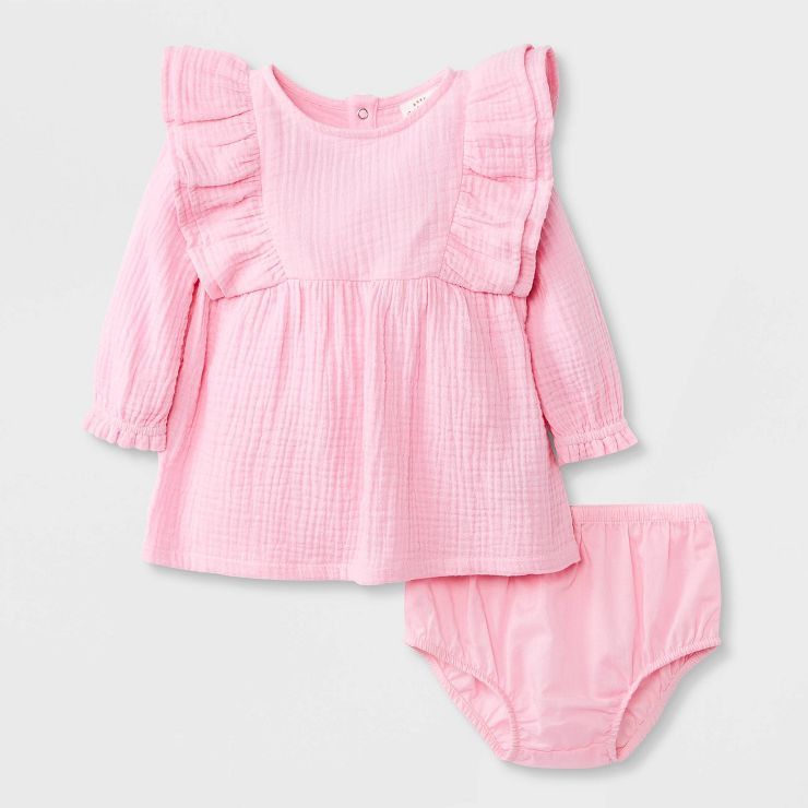 Baby Girls' Gauze Long Sleeve Dress - Cat & Jack™ Pink | Target