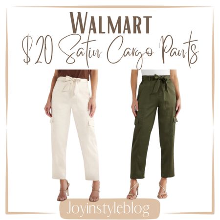 $20 Walmart Sofia Jeans Women's Tapered High Rise Satin Cargo Pants, 27" Inseam, Sizes 0-18 / work pants / work outfit / satin pants / workwear 

#LTKsalealert #LTKfindsunder50 #LTKover40