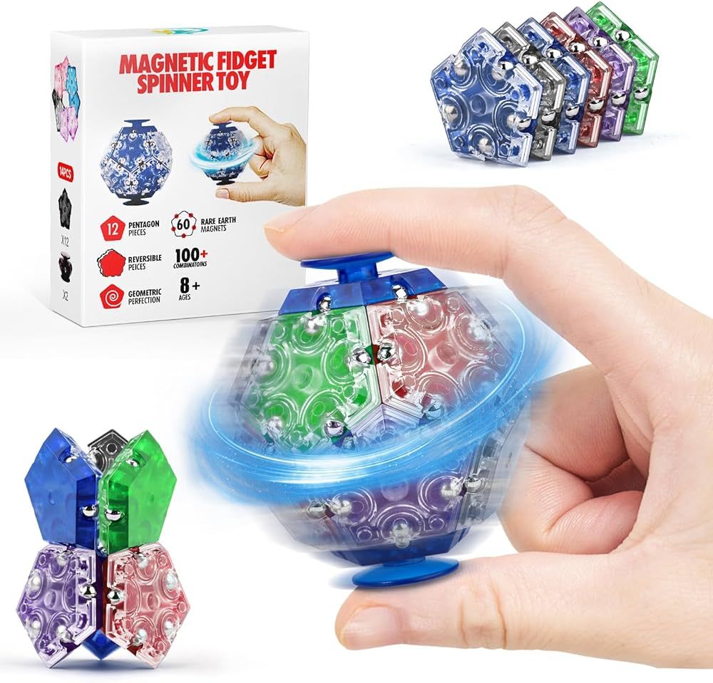 14-Piece Set Magnetic Fidget Sphere Pentagons - Building Blocks Magnetic Stress Relief Desk Magne... | Amazon (US)