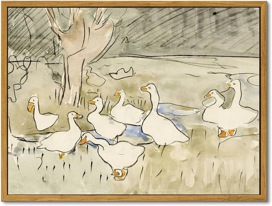 Framed Vintage Nursery Wall Decor, Farmhouse Duck Decor Art Prints for Bedroom, Rustic Animal Ill... | Amazon (US)