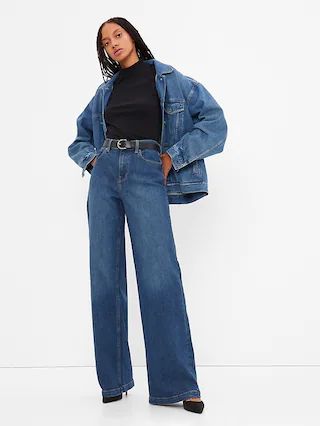 High Rise Stride Wide-Leg Jeans with Washwell | Gap (US)