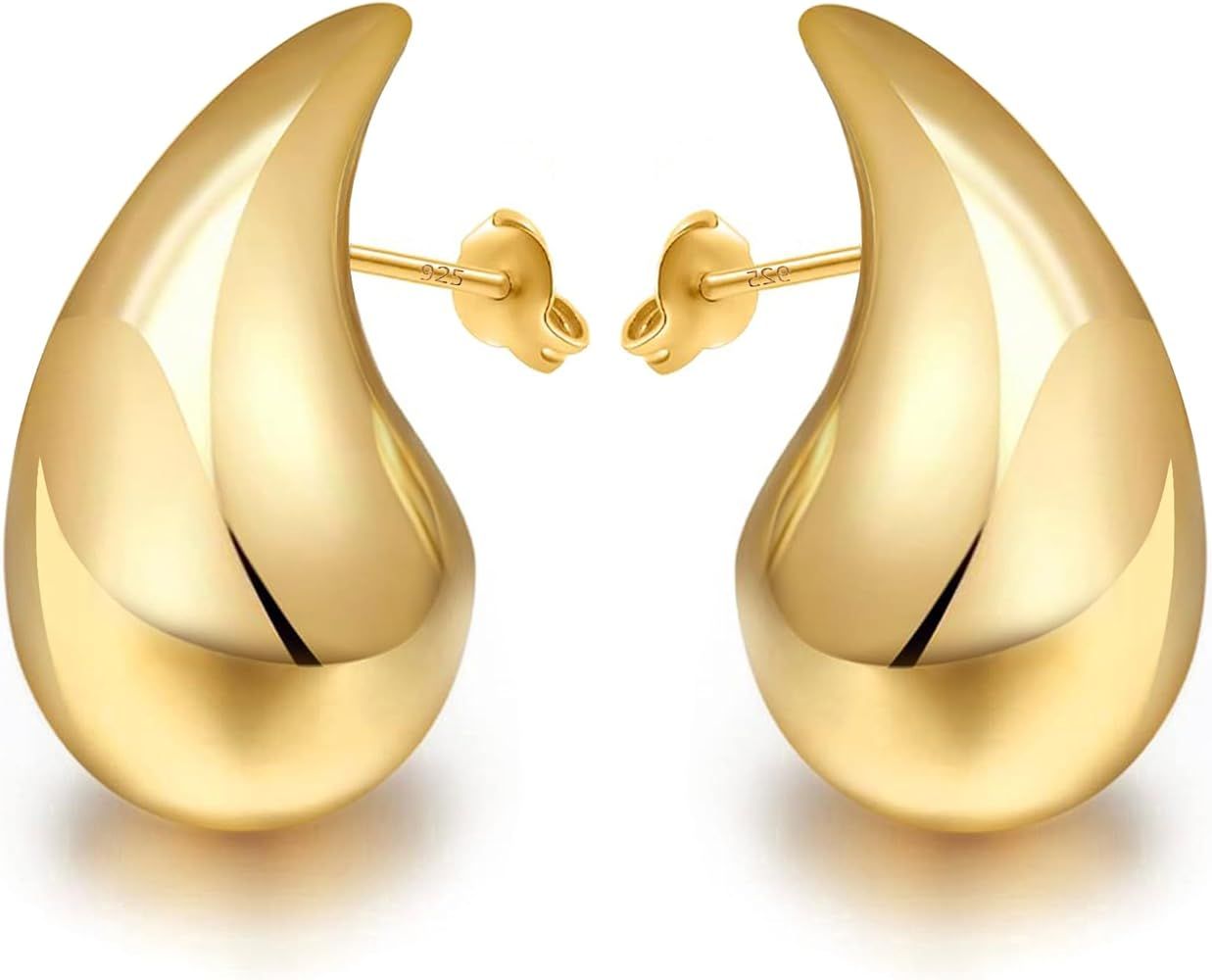 925 Sterling Silver Small Gold Hoop Earrings for Women Girls 14K Gold Huggie Earrings Tiny Hypoal... | Amazon (US)