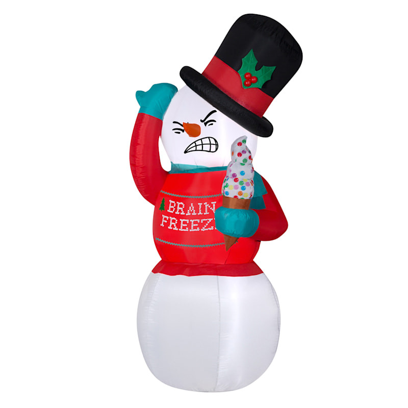 Inflatable Shivering Brain Freeze Snowman, 6' | At Home