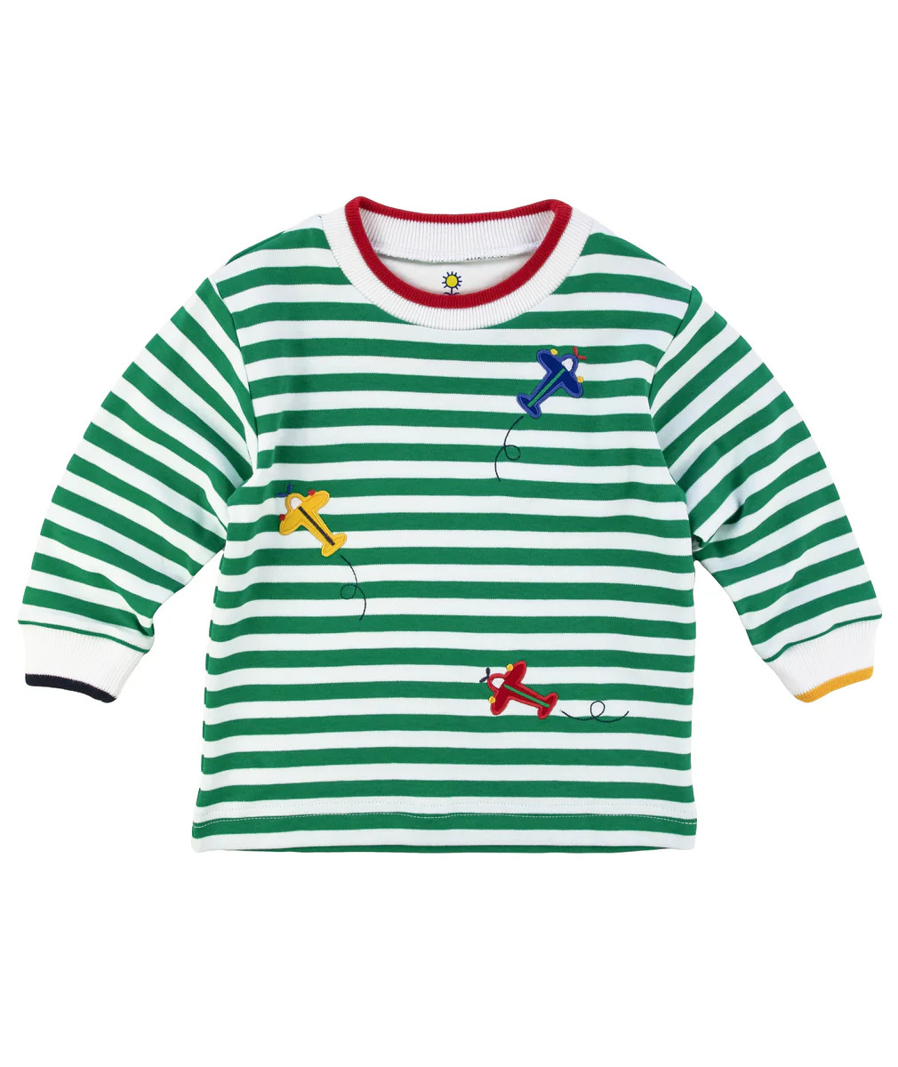 Stripe Knit Shirt With Airplanes | Florence Eiseman