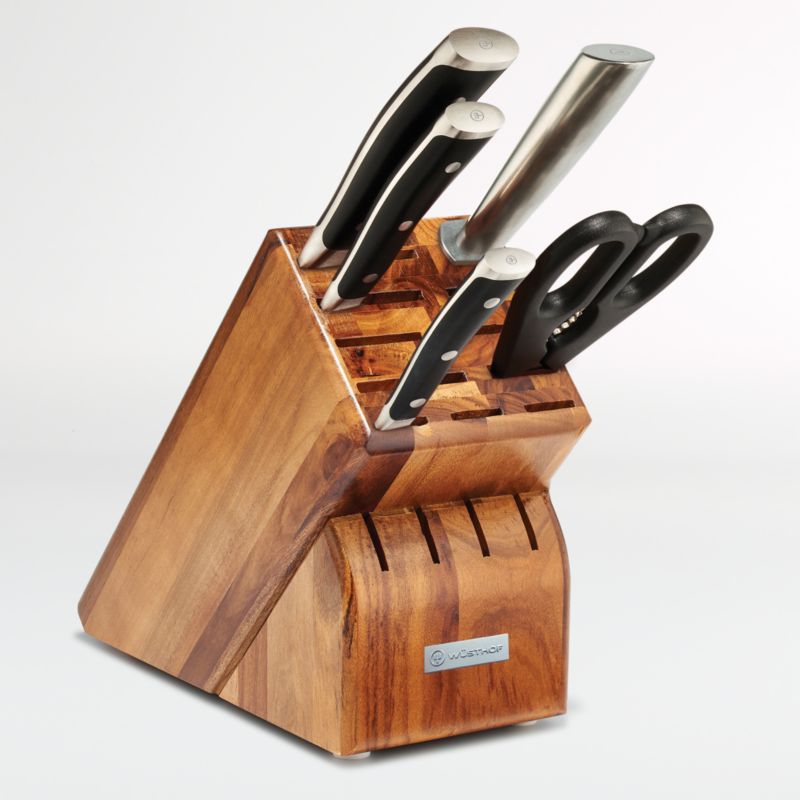 Wüsthof Classic Ikon 6-Piece Acacia Knife Block Set + Reviews | Crate & Barrel | Crate & Barrel