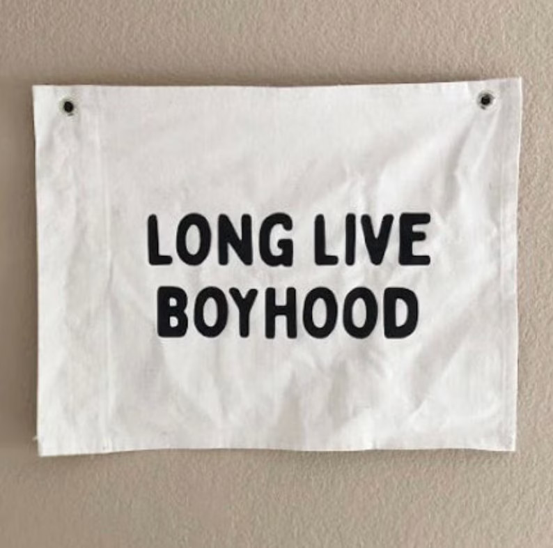 Long Live Boyhood Banner Natural - Canvas Wall Flag | Wall Art for Nursery | Modern Kids Room Dec... | Etsy (US)