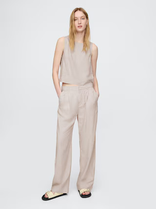 365 High Rise Linen-Blend Trousers | Gap (US)
