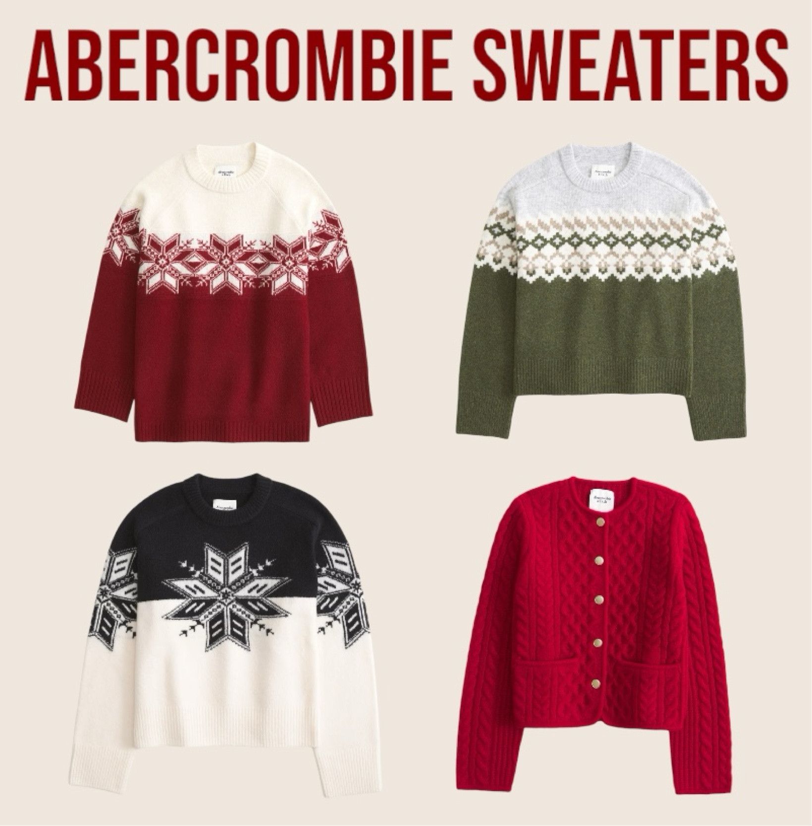 The cutest Abercrombie sweaters! 25% off and free shipping on orders $99+!



#LTKHoliday #LTKCyberWeek #LTKSeasonal