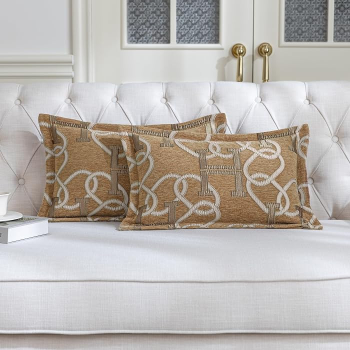 1 Piece Modern Letter H Lumbar Pillow Cover 13x20 Inch,Light Brown | Amazon (US)