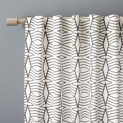Cotton Canvas Diamond Stripe Curtains (Set of 2) - Slate | West Elm (US)