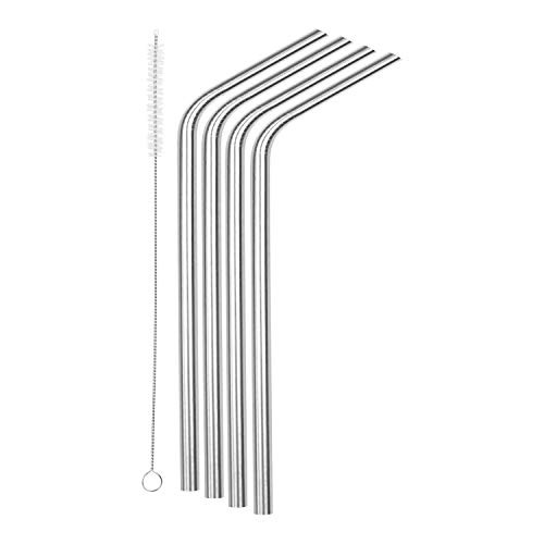 SipWell 8.5” 9.5mm Bent Wide Stainless Steel Drinking Straws, 4-Pack - Dishwasher Safe & Durable Food Grade Metal Straws – Perfect for Smoothies & Cold Beverages | Amazon (US)