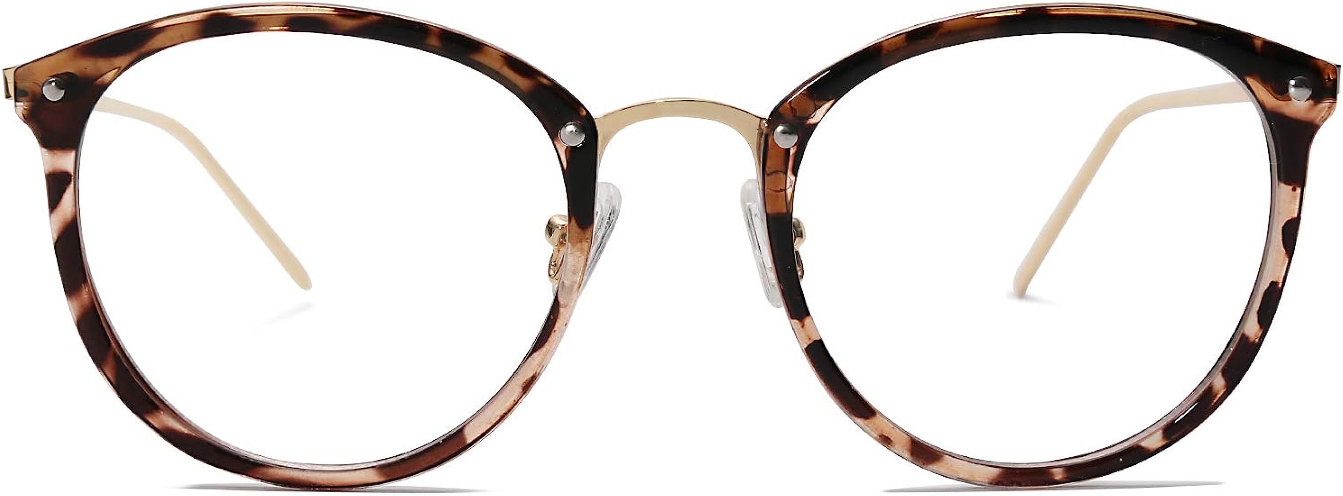 Round Non-Prescription Eyeglasses Clear Lens Glasses Eyewear Frame A5001 | Amazon (US)