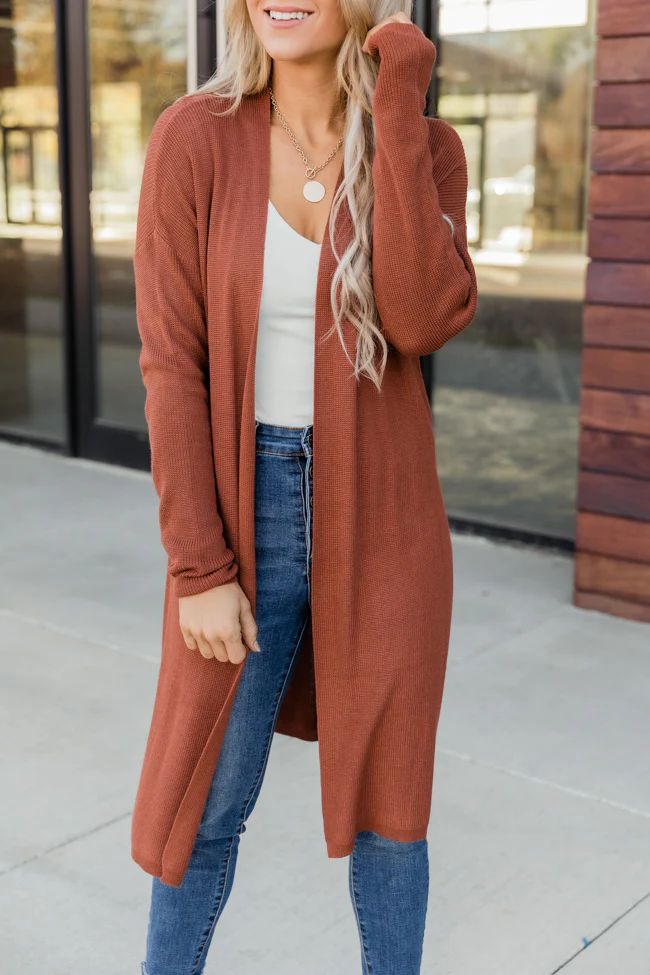 Write This Down Rust Cardigan | The Pink Lily Boutique