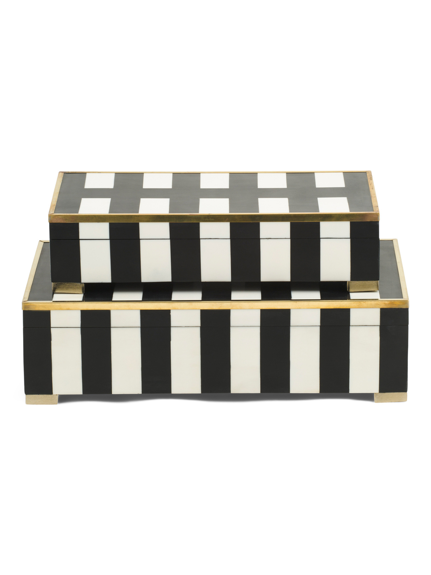 2pc Striped Footed Decorative Boxes Set | Pillows & Decor | Marshalls | Marshalls