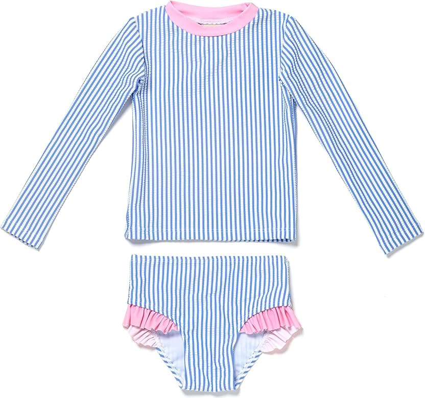 Coast & Crest Long Sleeve Rash Guard 2 Piece Swimsuit Set | Amazon (US)