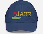 Boys Golf Hat, Flag on Putting Green, Personalized Name or Monogram Youth Baseball Cap Gift for S... | Etsy (US)