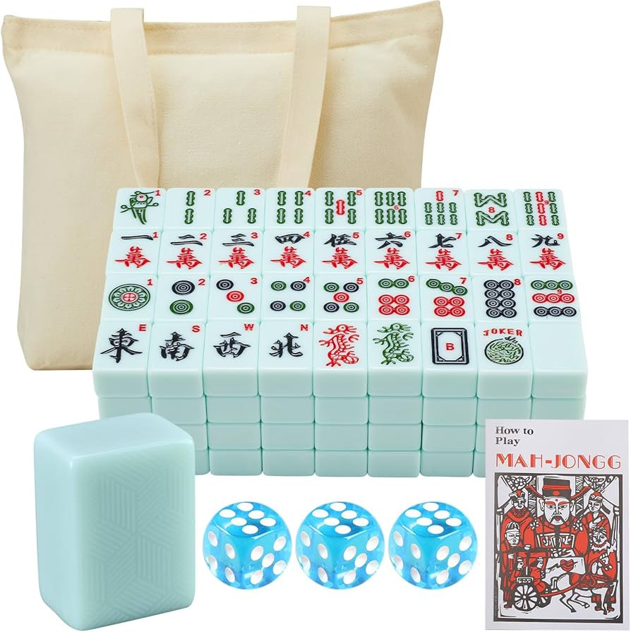 American Mahjong Set 166 Premium Jade Green Mahjong Tiles Large Mahjong Set 1.6 inches American M... | Amazon (US)