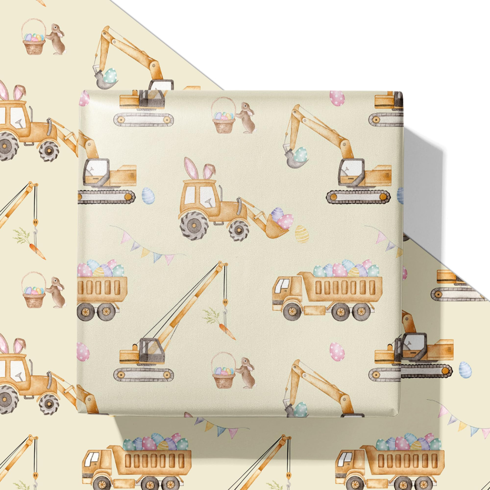 SaringSwoon Construction Easter Wrapping Paper for Boys Girls Kids- Gift Wrap With Trucks, Bulldo... | Amazon (US)
