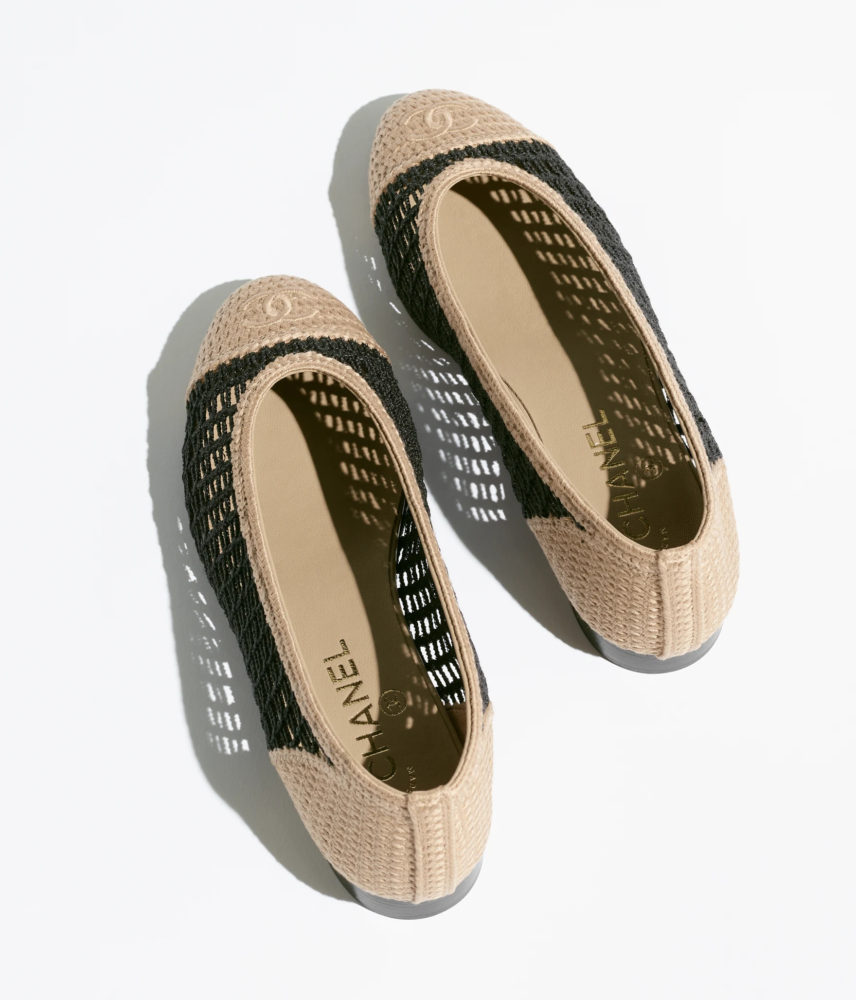Ballet flats - Raffia, black & beige — Fashion | CHANEL | Chanel, Inc. (US)