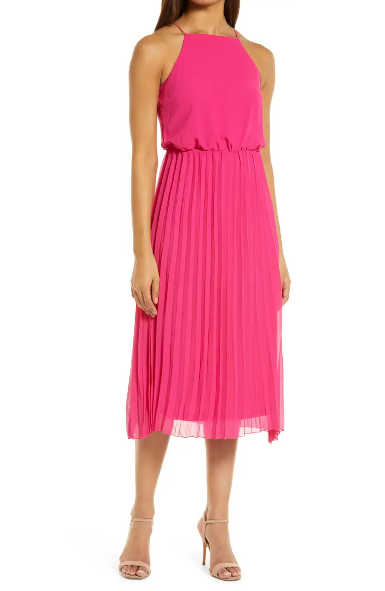 Sleeveless Pleated Midi Dress | Nordstrom