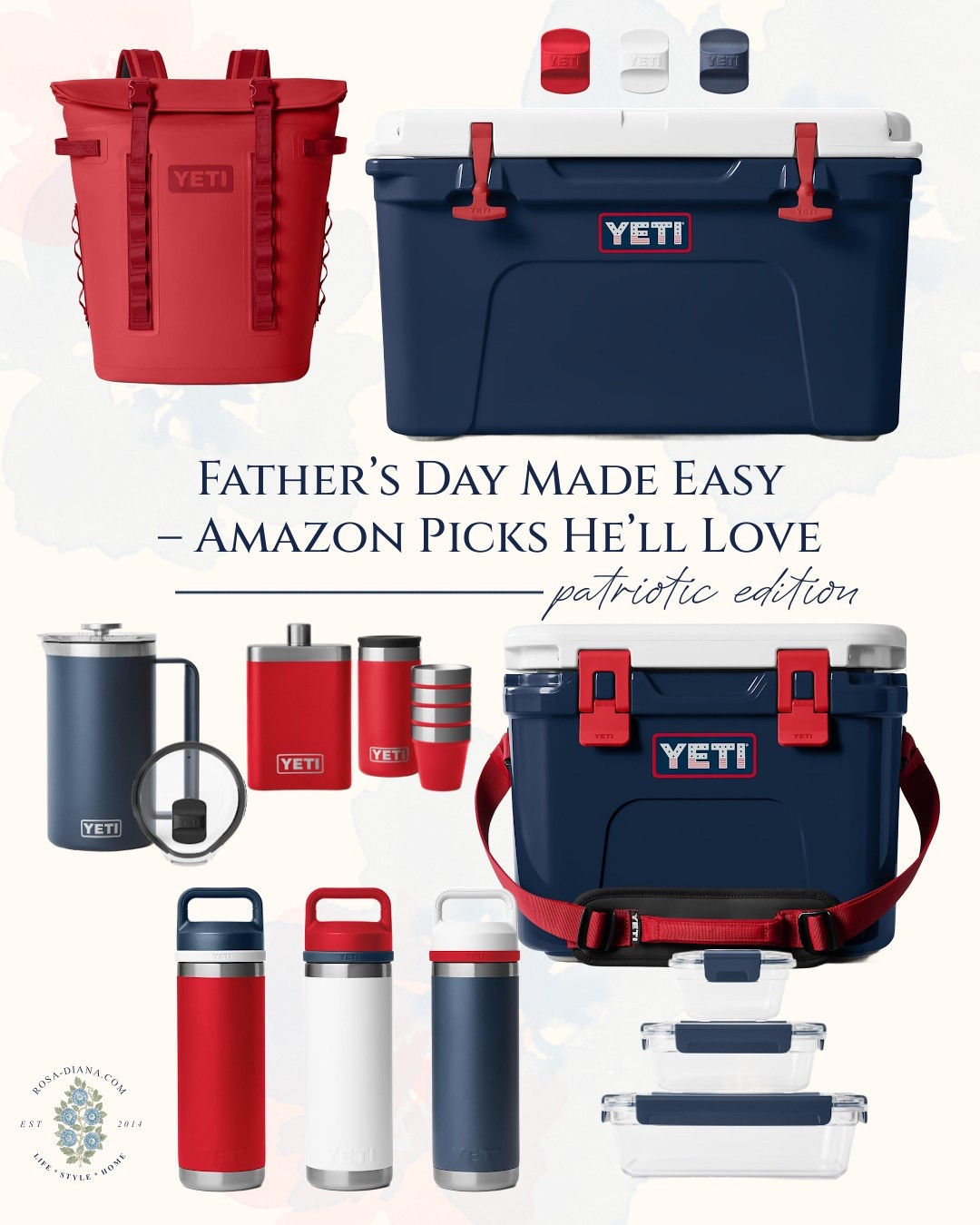 Gifts for dad. YETI patriotic collection for the outdoorsman. Red, white and blue, memorial day weekend finds. Amazon finds, gifts for him. Coolers, water bottles, French press, food storage 

#LTKTravel #LTKSeasonal #LTKHome
