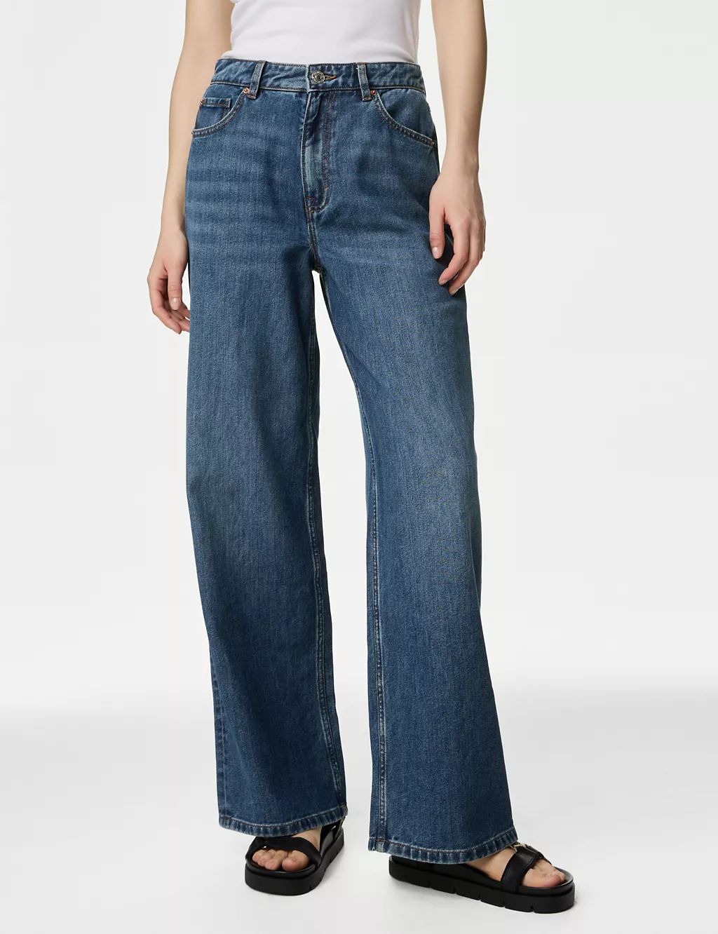 Slouchy Mid Rise Wide Leg Jeans | Marks & Spencer (UK)