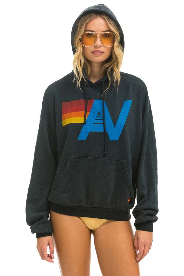 LOGO PULLOVER RELAXED HOODIE - CHARCOAL | Aviator Nation