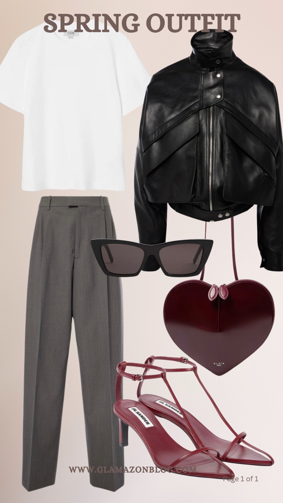 Spring outfit, grey trousers, leather jacket, alaia heart, jil sander shoes, burgundy shoes 

#LTKeurope #LTKsummer #LTKspring