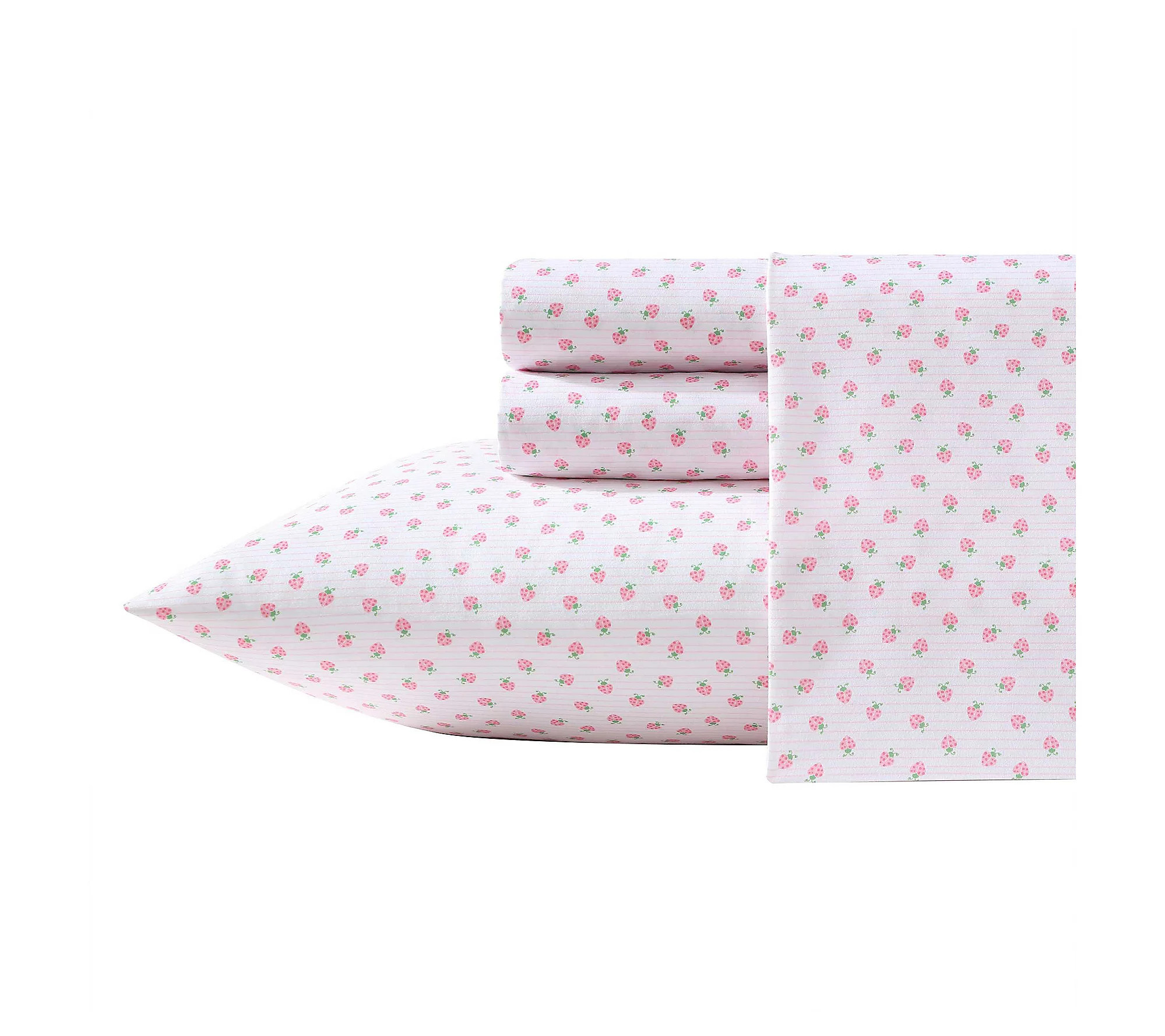 Laura Ashley Sweet Lady Bugs Pink-Green Twin Xl Sheet Set | QVC