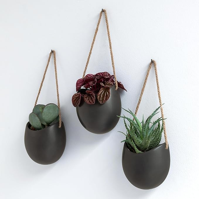 Wall Planters -Ellie- | Hanging Ceramic Plant Pots 3 Pieces | Wall Decoration for Indoors, Balcon... | Amazon (US)