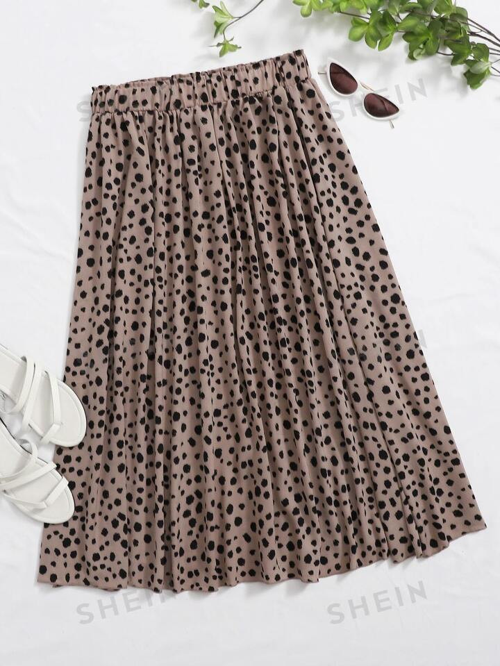 SHEIN VCAY All Over Print Elastic Waist Skirt | SHEIN