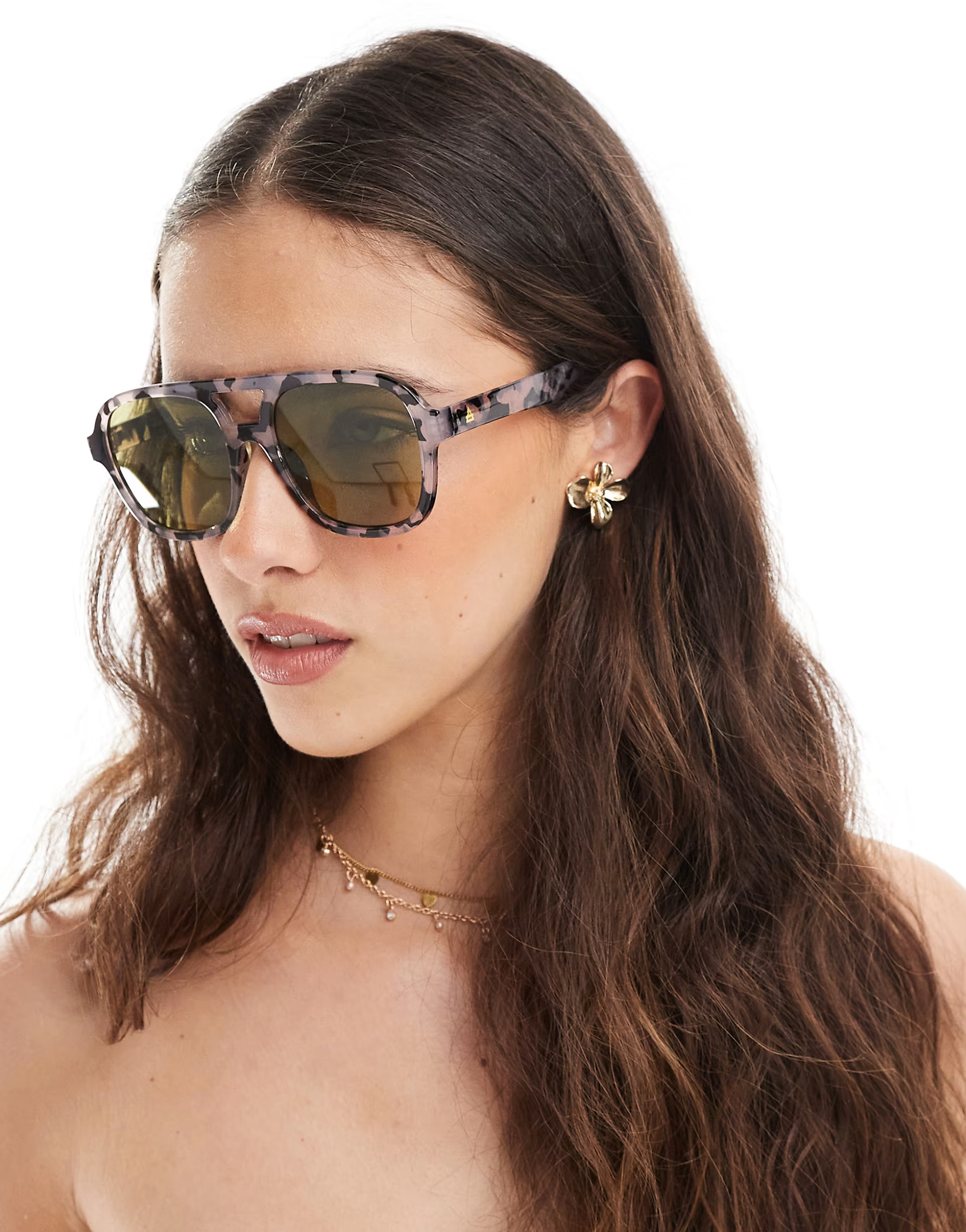 › Aire Whirlpool oversized aviator sunglasses with yellow lens in charcoal tort | ASOS (Global)