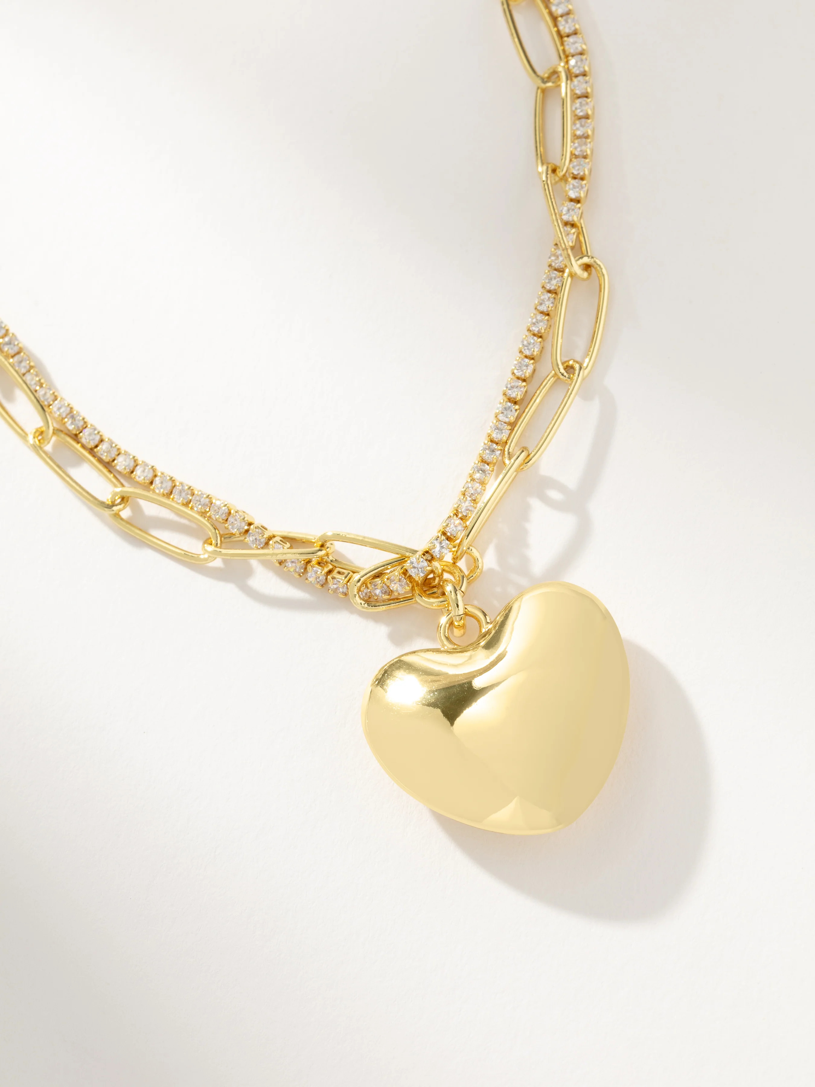 Intertwined Pavé, Chain and Heart Necklace in Gold | Uncommon James | Uncommon James