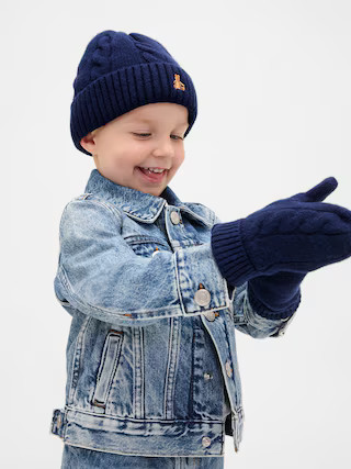 Baby & Toddler CashSoft Cable-Knit Beanie & Mittens Set | Gap (US)