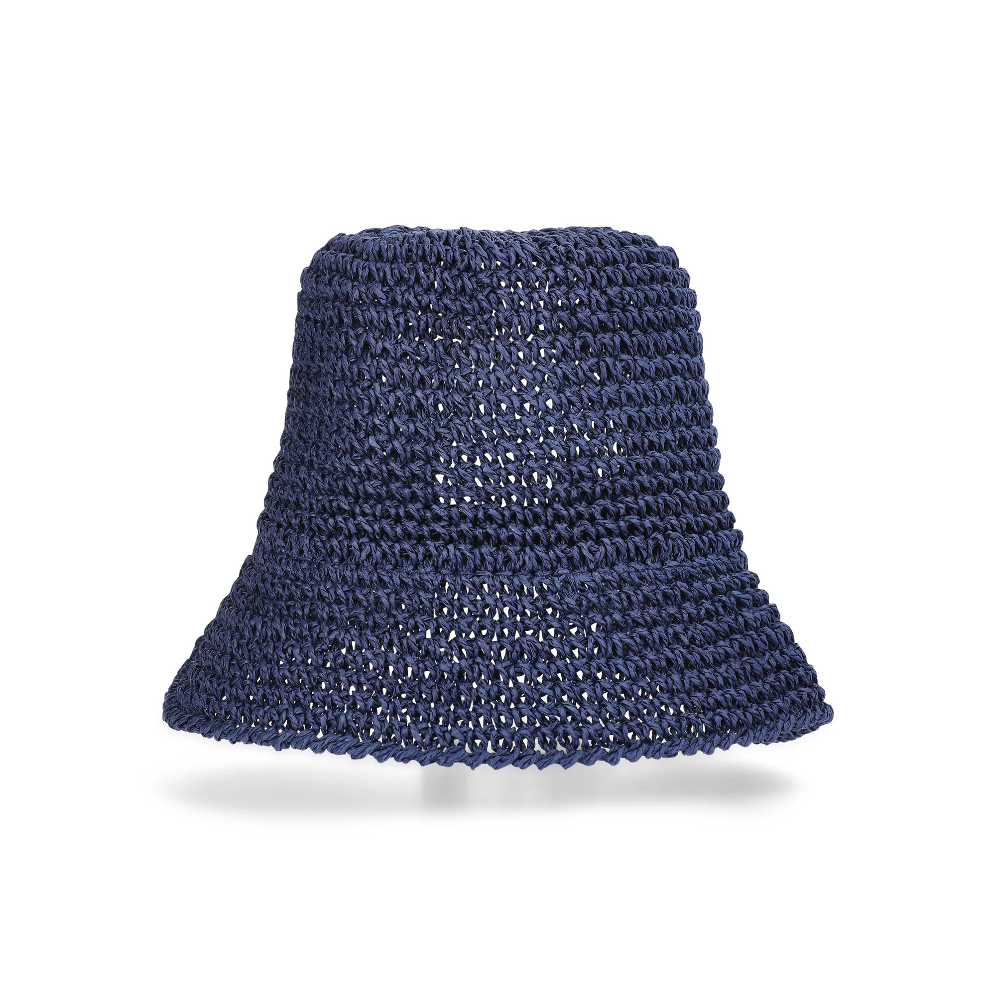 Hero image 0 of No Boundaries Straw Bucket Hat, Women's, Navy, 0 of 3 | Walmart (US)