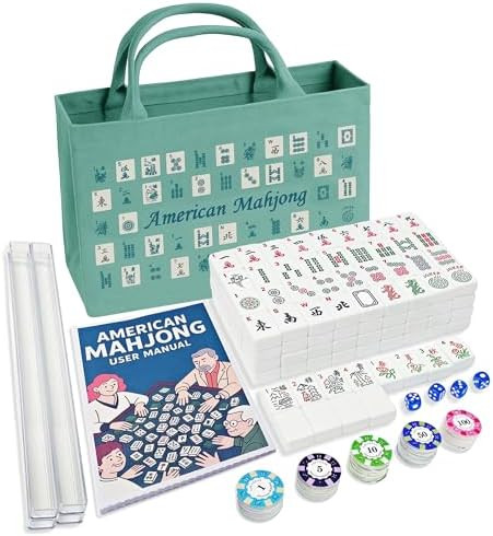 American Mahjong Tile Set – Complete 166 Tiles with Deluxe Accessories, 4 Racks, 100 Colorful C... | Amazon (US)