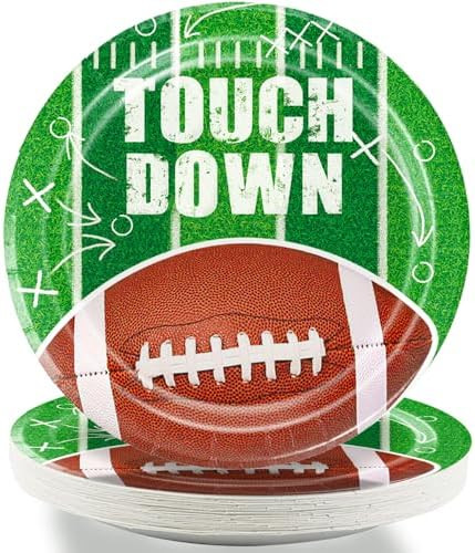 50PCS Football Party Paper Plates, Disposable Football Plates, Perfect for Super Bowl 2025 Game D... | Amazon (US)