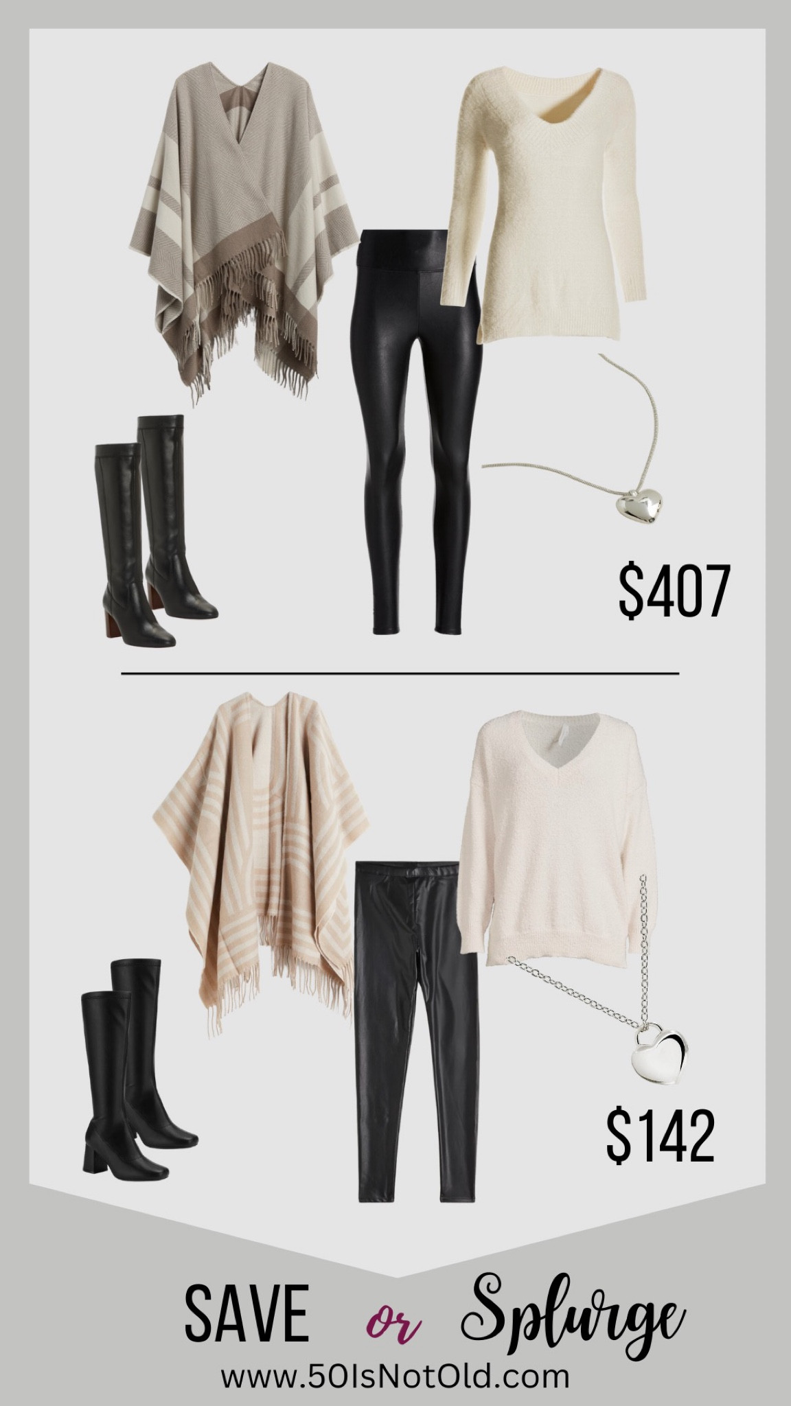 Save or splurge. Get the look for less. Why pay more  